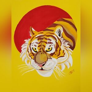 Golden Tiger | Original Gouache Painting